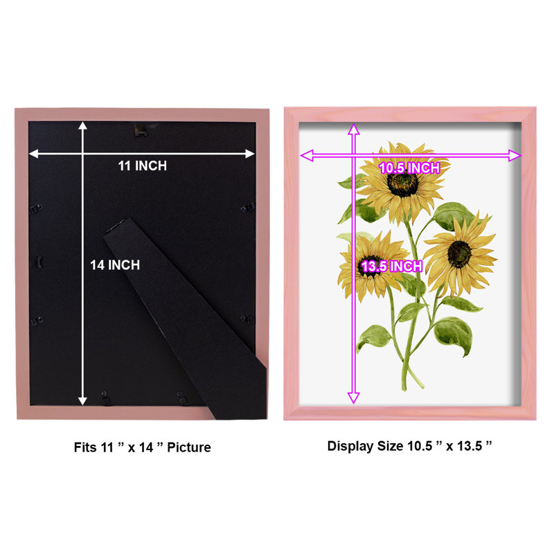 Sunflower Trio I, reproduction d'art encadrée, H 15 po x l 12 po x P 1 po, Rose
