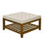 Grande table basse avec repose-pieds carré en lin capitonné avec tablette et cadre en bois de hêtre, repose-pieds surdimensionné pour salon, bureau, chambre à coucher, extérieur IVOIRE-1601878314