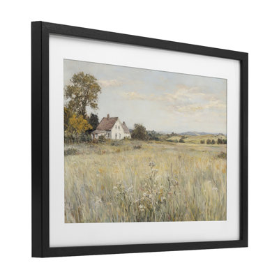 Country Living Farm House Framed Print Under Glass, design by Petal Prints Design
