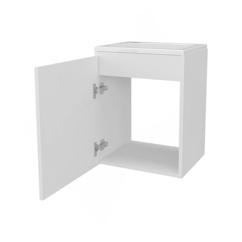 Meuble-lavabo blanc avec lavabo intégré, Blanc