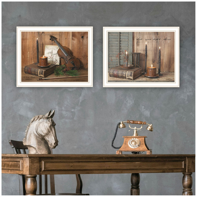 «Trendy Decor 4U», 2 pièces, vignette aux chandelles, nuit sainte, art mural encadré blanc pour le salon, impression murale pour chambre
