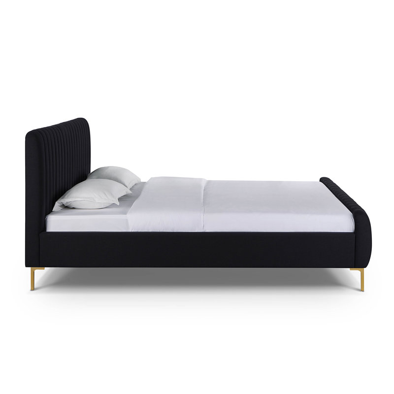 Robbinsdale Natural Upcycled Linen King Bed, Très grand, Noir