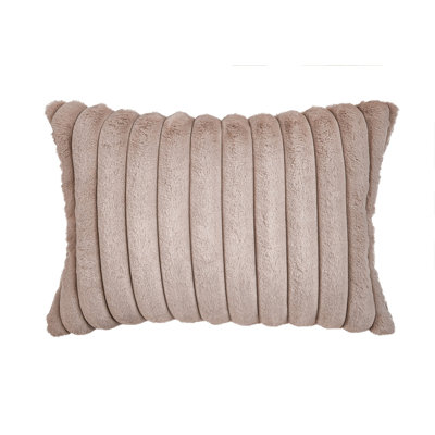 Faux Fur Lines Striped Faux Fur Reversible Throw Pillow