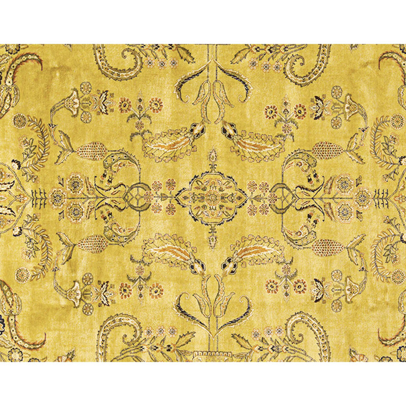 Tapis doré et noir de haute qualité noué à la main