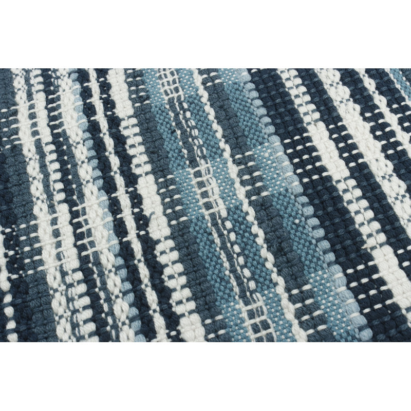 Tapis bleu tissé à la main Lakehouse, Rectangle 3 pi x 5 pi