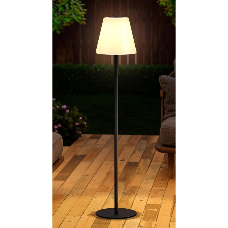 Lampe solaire sur pied solaire rechargeable USB sans fil à intensité variable RVB blanc chaud à DEL pour patio de jardin base ronde 59 po noir