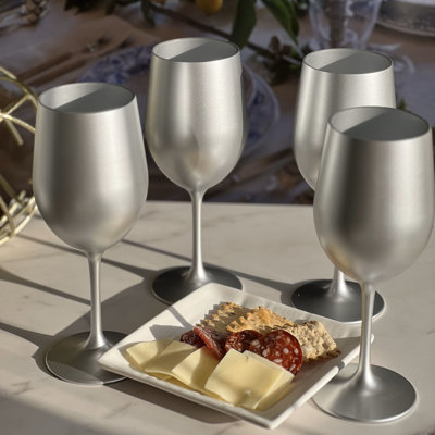 Silver Wine Glass Set 4-piece Acrylic Set Classic Wine Glass Design, Sturdy And Durable Suitable For Various Occasions, Ideal For Pairing Wine And Cheese