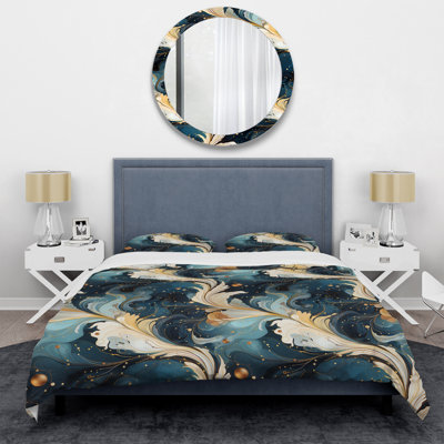 Ensemble de housse de couette Beige Cosmic Marble Elegant Whirls