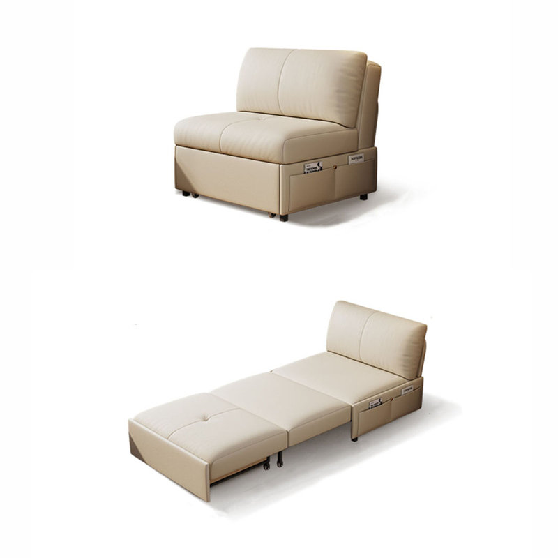 Canapé-lit en cuir crème moderne et minimaliste avec coussins Nappa, H 32,28 po x l 33,86 po x P 31,5 po
