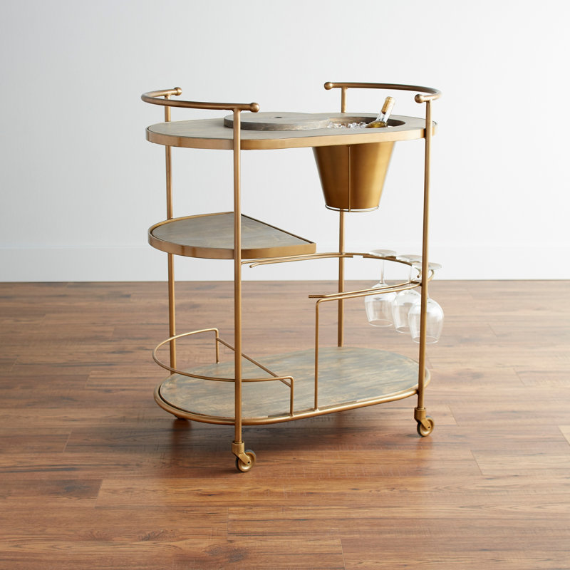 Barcraft Metal Bar Cart with Wheels