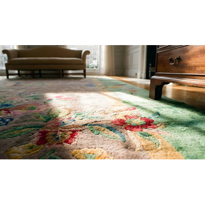 Tapis motif floral antique Art déco