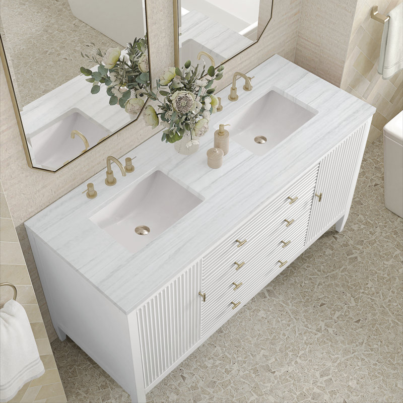 Myrrin 60'' W Double Vanity, Bright White, 8" Widespread, Siberian