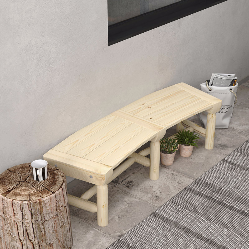 Banc de jardin en bois, banc d'arbre extérieur rond en demi-cercle, banc de parc enveloppant pour cour, patio, terrasse, pelouse, naturel