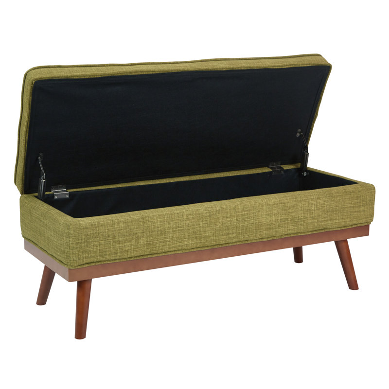 Boyu Polyester Blend Upholstered Storage Bench, Green Polyester Blend