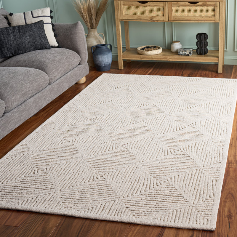 Textural 108 Hand Tufted 80% Wool; 20% Cotton Geometric Shapes Rug, Rectangle 5' x 8'