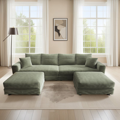 103'' Modular Sectional Sofa With Chaise Conversion And 2 Throw Pillows