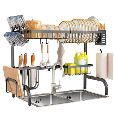 Adjustable Stainless Steel Over The Sink Dish Rack