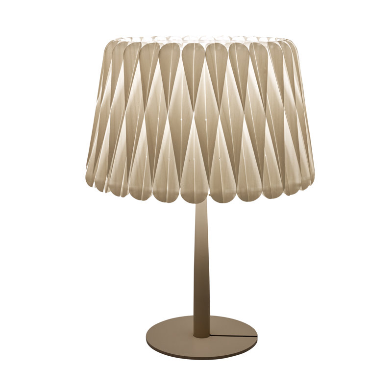 Lola Table Lamp, Matte Ivory, 20.9" H x 15.4" W x 15.4" D, Natural Beech