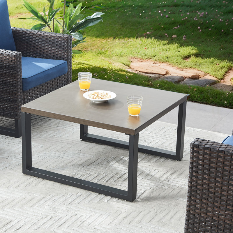 Nazime Square Metal Outdoor Coffee Table , 28.75'' in. W 28.75'' in. D, Brown
