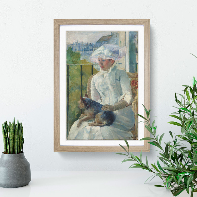 Young Girl at a Window by Mary Cassatt - Picture Frame Painting, Oak Framed, 48cm H x 36cm W x 2cm D