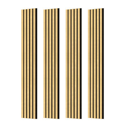 4 panneaux muraux décoratifs en bois massif de 96 po x 8 po pour la décoration intérieure de murs et de plafonds, panneaux muraux insonorisants, art mural insonorisant et insonorisant (21,33 pieds carrés / caisson)