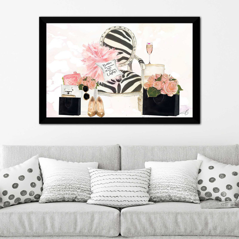 Magasinage et champagne par Jodi - reproduction de cadre photo, H 21,5 po x l 27,5 po x P 0,75 po