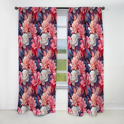 Corail Mirage Vii - motif tropical I - Rideau floral - Rideau floral occultant en velours - 1 panneau