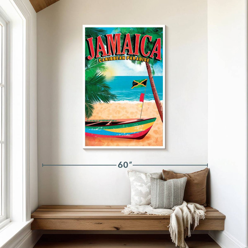 Affiche rétro de la Jamaïque, H 45 po x l 30 po