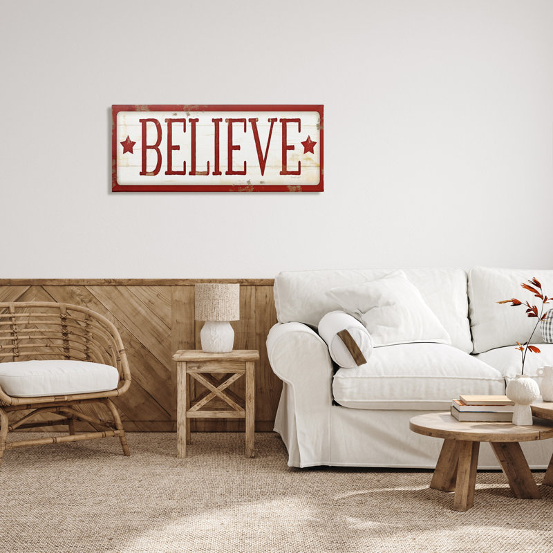 «Believe Sign», art textuel, 17" H x 40" W