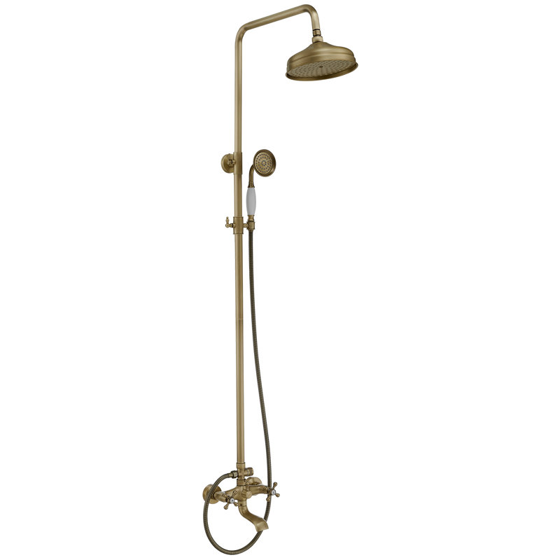VIBRANTBATH Antique Bronze  7.8 Waterfall Dual Head Shower Faucet Bar System with 2-way Diverter ( Ceramic Disc Valve Included )