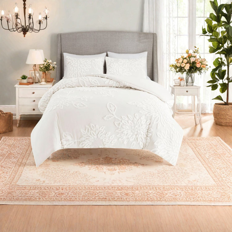Ensembles de literie Farmhouse Chic, chenille de coton, confort floral pour la maison