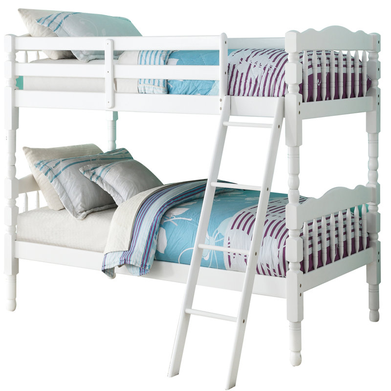 Lit superposé Twintwin en blanc, pouvant accueillir un matelas simple pour chambre à coucher simple, convient parfaitement aux décors de chambre à coucher