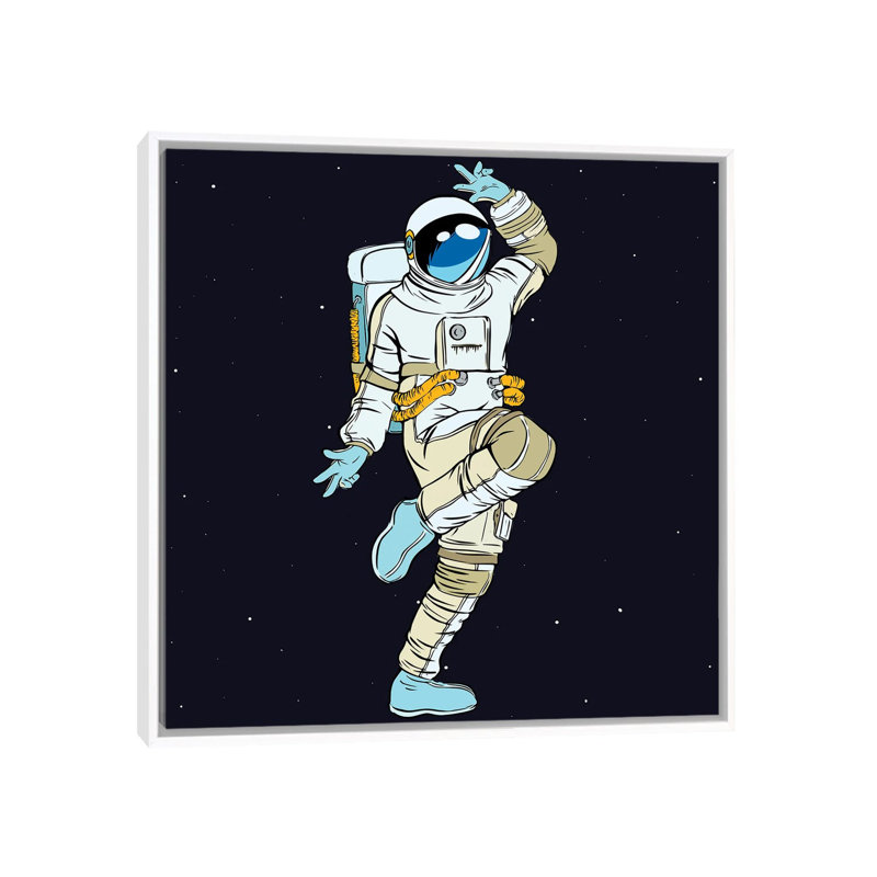 «Dancing Astronaut» par - Toile tendue, Toile avec cadre blanc, H 12 po x l 12 po x P 1,5 po