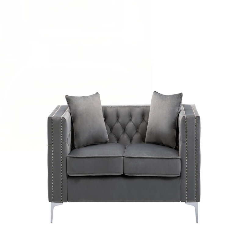Causeuse en velours gris Lorreto