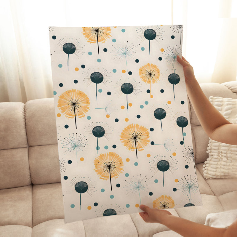 «Botanical Abstract Dandelions I», reproduction d'art moderne sans cadre, H 14 po x l 11 po