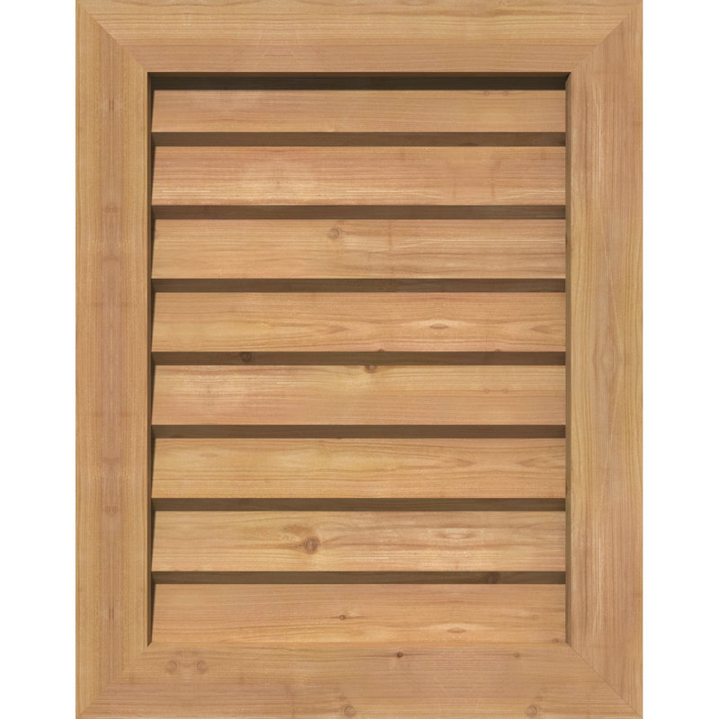 Évent vertical vertical en bois non fonctionnel avec cadre décoratif, Cèdre rouge de l'Ouest brut (lisse)