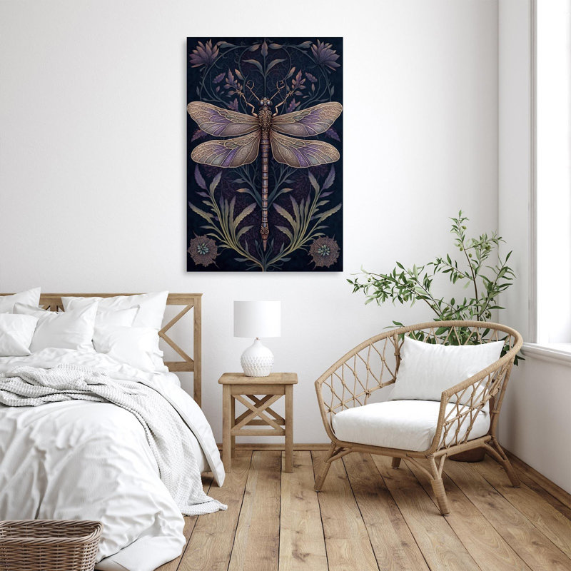 Lavande et libellule, impression sur toile tendue, H 36 po x L 24 po x l 1,25 po