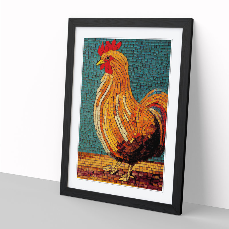 Chicken Mosaic - Single Picture Frame Print, Black Framed, 64cm H x 46cm W x 2cm D