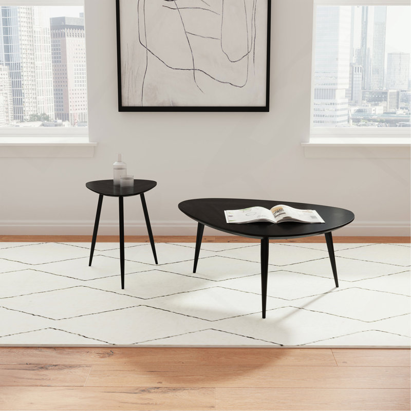 Ensemble de tables basses et de tables de bout noires 2 pièces