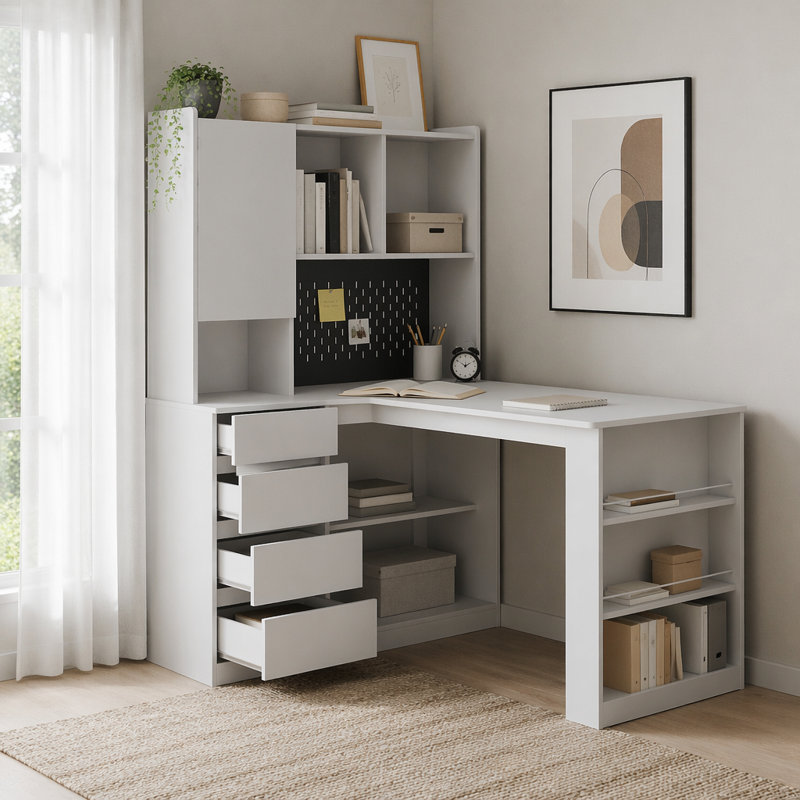 Bureau en L, Blanc2
