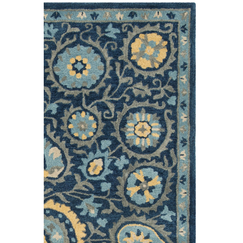 Tapis bleu en laine touffeté à la main Dipietro, Rectangle 5 pi x 8 pi