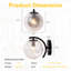 Applique murale moderne 5,91 po noir mat avec globe en verre craquelé, base candélabre E12, homologué ETL UL