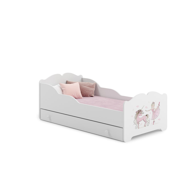 ANNA children's bed with drawer 160x80 Girl with unicorn, Cot Bed/Toddler (70 x 140cm)