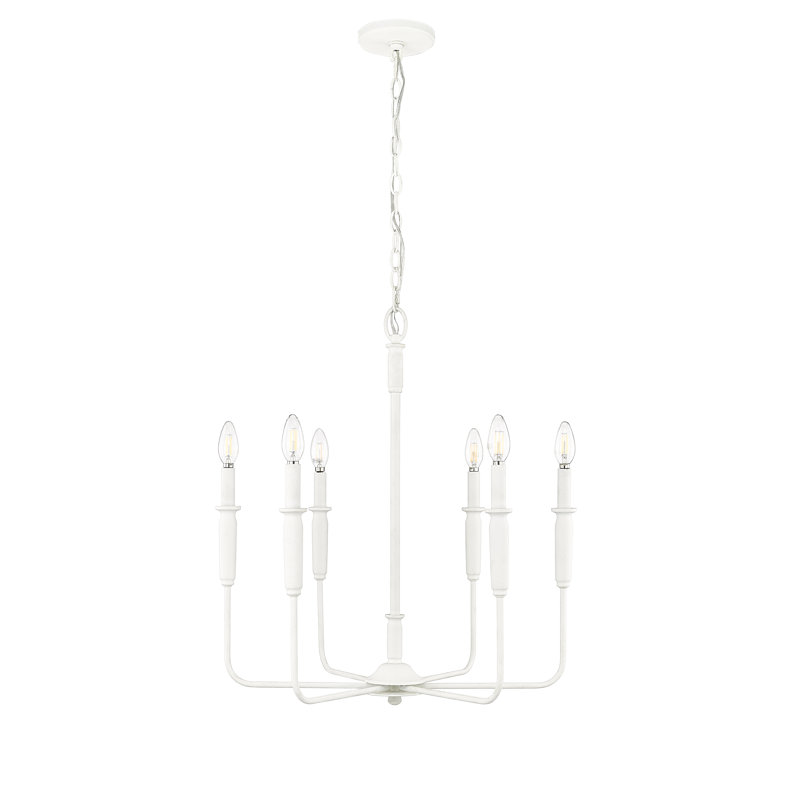 Savanne 6 - Light 24.1" Wide Dimmable Classic / Traditional Chandelier, Textured White