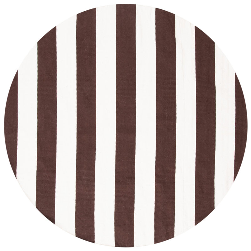 Wester Hand Woven Cotton Striped Rug, Round 6'