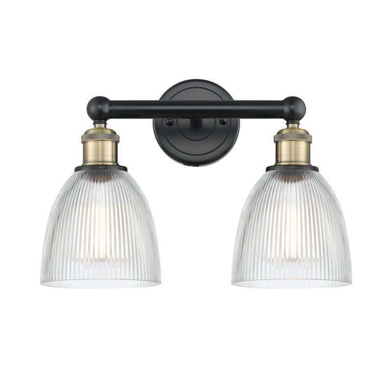 Éclairage pour meuble-lavabo à 2 lumières 15 pouces Philomene, Transparent, Laiton antique noir