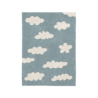 Washable Area Rug Clouds Blue