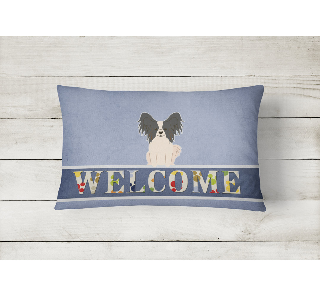  Papillon Welcome Lumbar Pillow Caroline's Treasures Cover 
