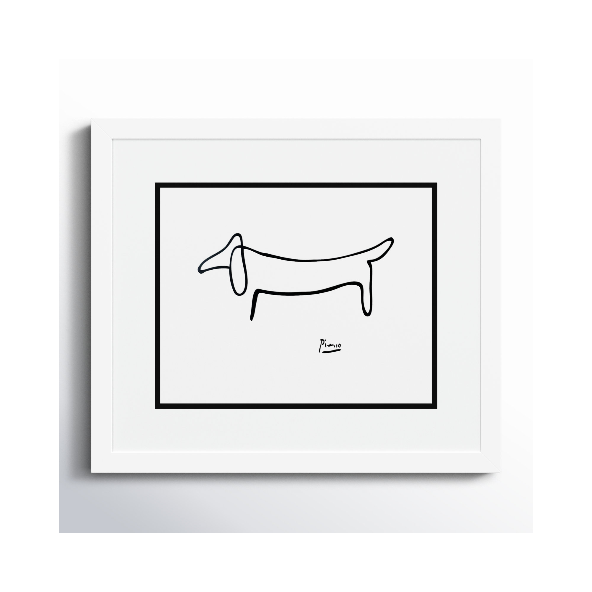 Le Chien (The Dog) by Pablo Picasso, 13.25" H x 15.25" W x 0.75" D, Svelte Matte White