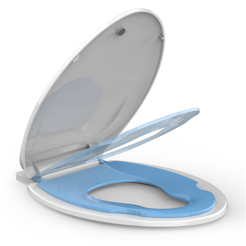 Global Commercial Toilet Seat with Built-In Toddler Potty Training, Soft Close, Quick-Release Hinges, Fits Round & Elongated, Durable PP, Quiet Close - Commercial Grade